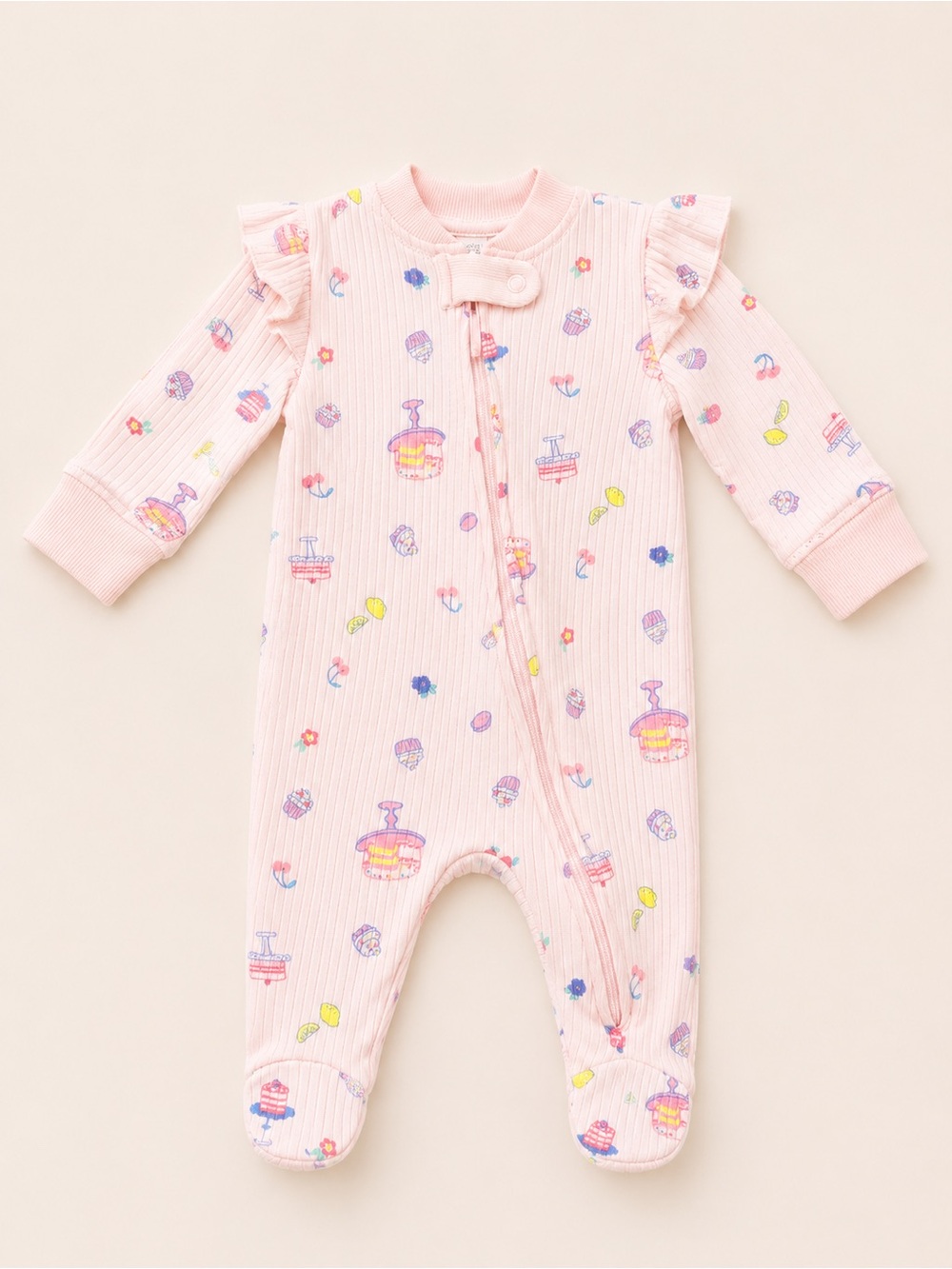 Dreamgro - Light Pink Cake Print Sleeper (Cotton & Poly) - 0-3M